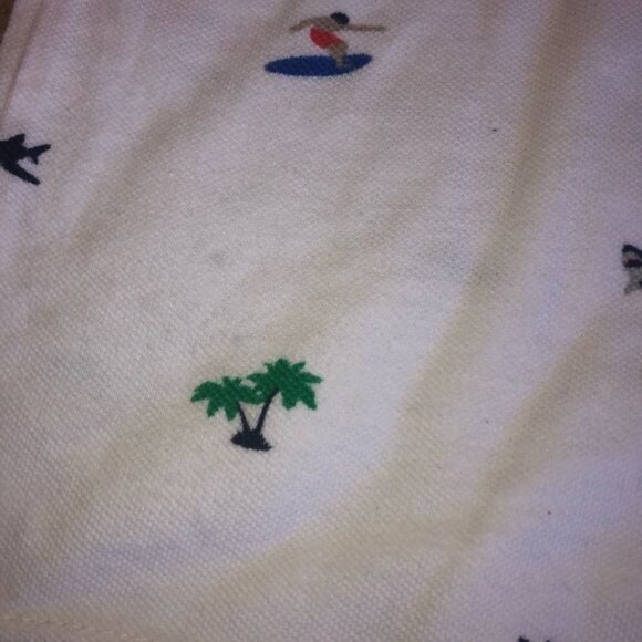GAP Kids S White Polo Shirt Surfer Shark & Palm Tree Print Cotton Short Sleeve - Picture 4 of 6